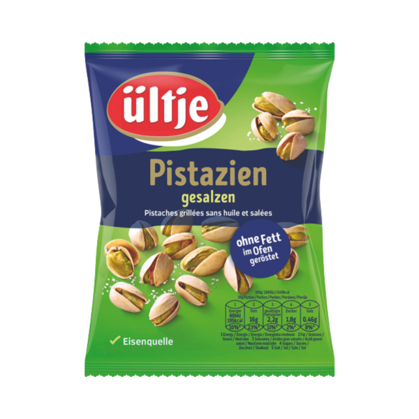 Ueltje Pistazien, ohne Fett im Ofen geroestet und gesalzen, 150g